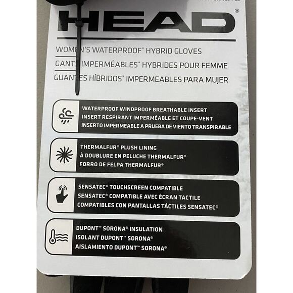 HEAD Women's Waterproof Hybrid Gloves Plush Fur Lining Black Medium Touchscreen - Picture 4 of 5
